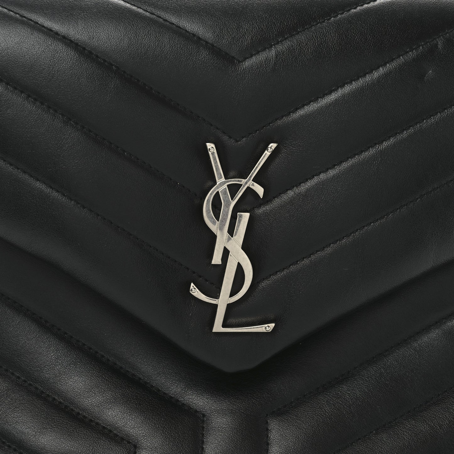 Calfskin Y Quilted Monogram Medium Loulou Chain Satchel Black
