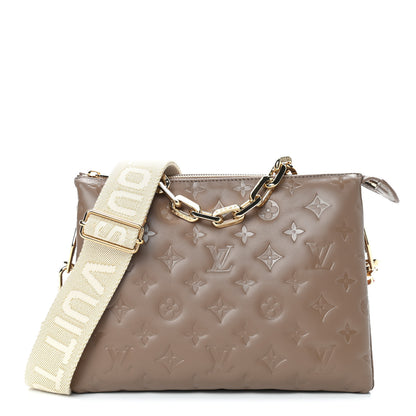 Louis Vuitton Lambskin Embossed Monogram Coussin PM Taupe 1 of 8