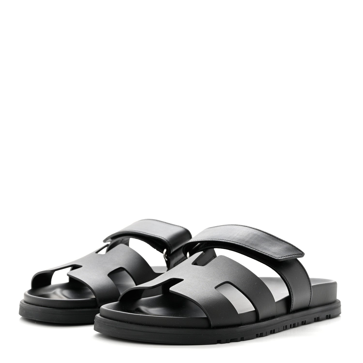 Hermes Calfskin Womens Chypre Sandals 37 Black 3 of 9