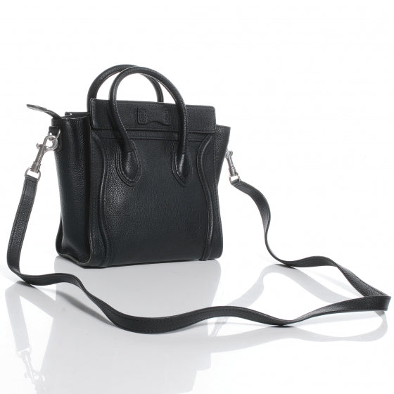 Drummed Leather Nano Luggage Black