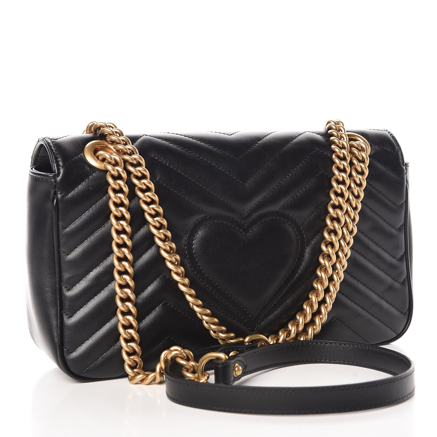 Gucci Calfskin Matelasse Small GG Marmont Shoulder Bag Black 3 of 9