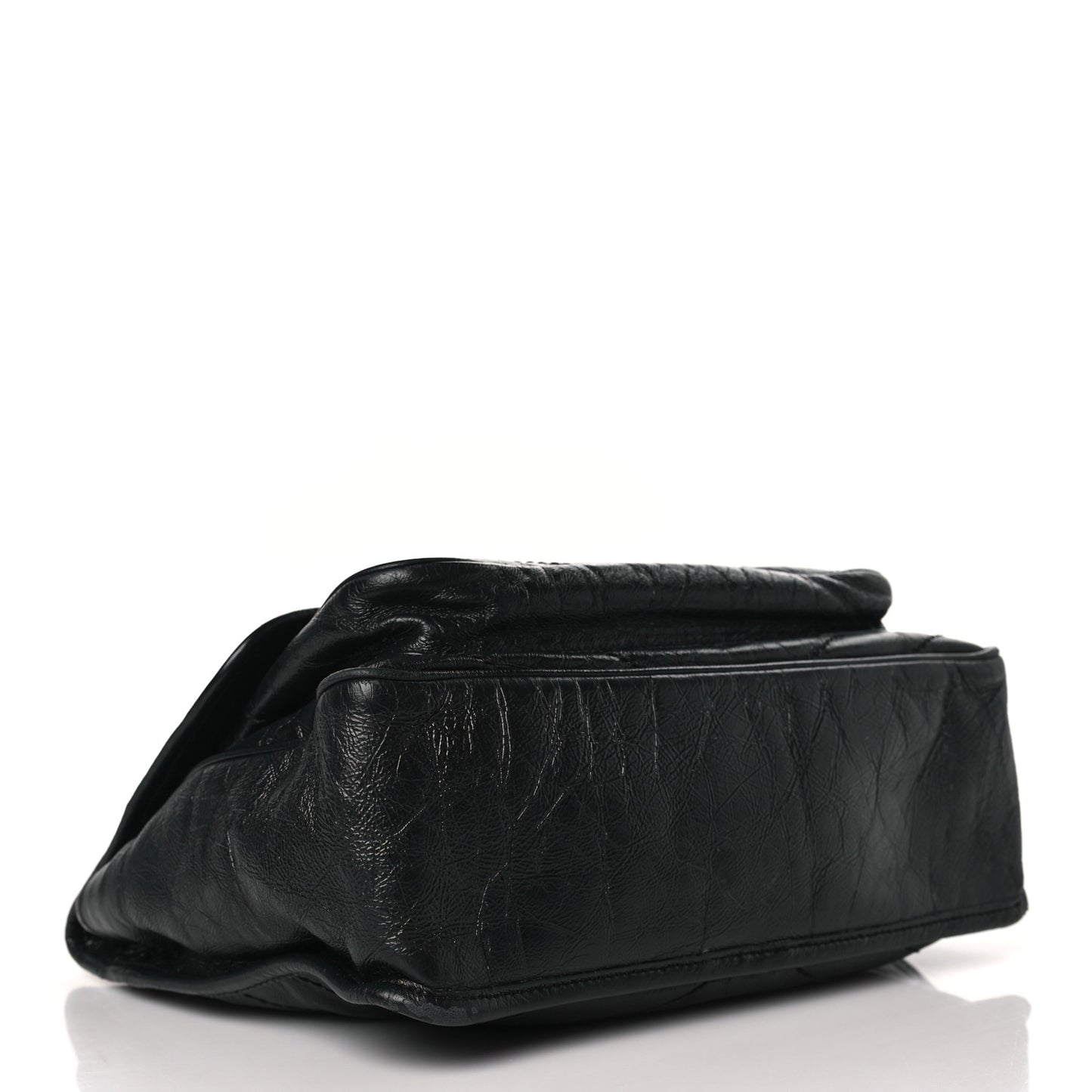 Crinkled Calfskin Matelasse Monogram Medium Niki Chain Satchel Black