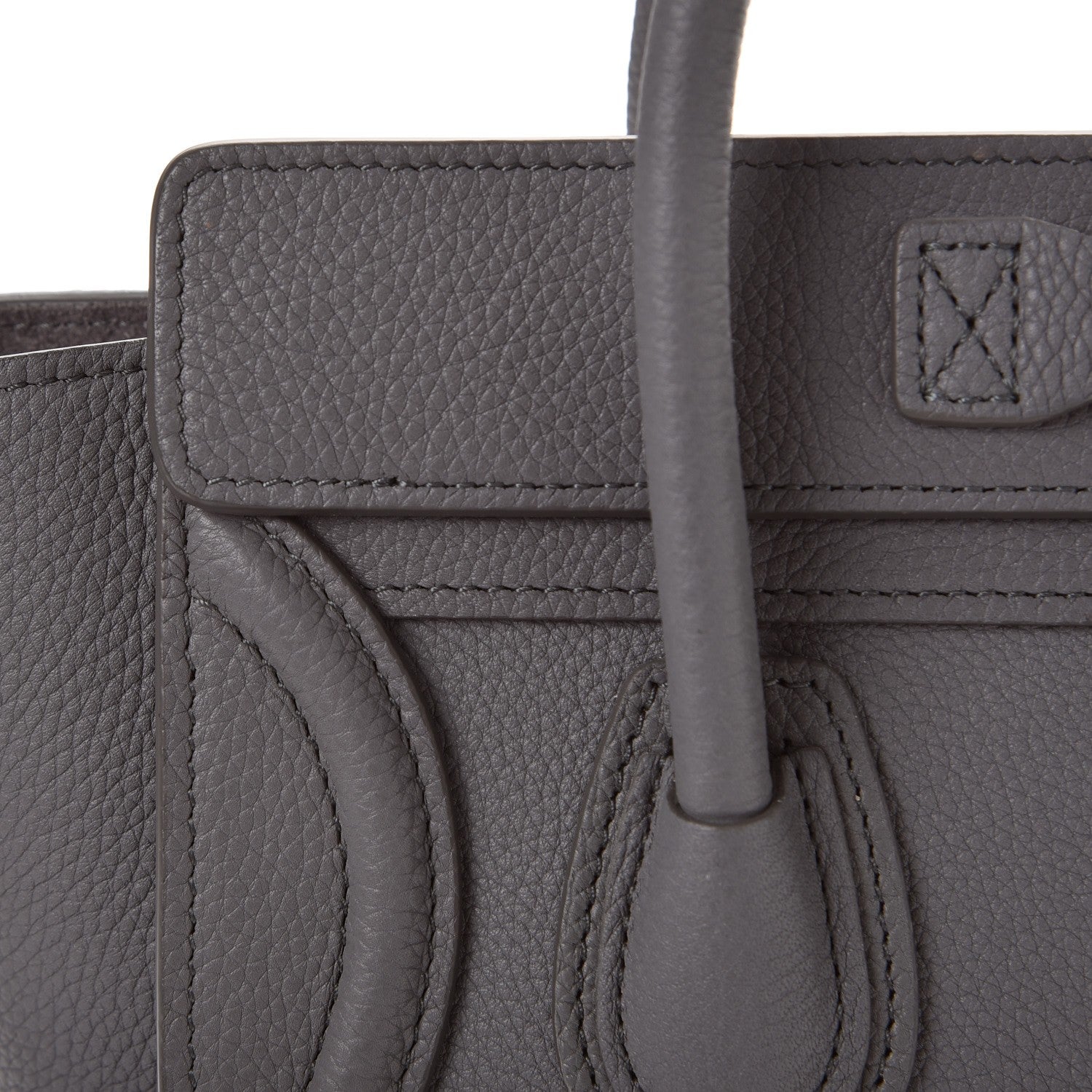 Celine Drummed Calfskin Nano Luggage Kohl 10 of 10