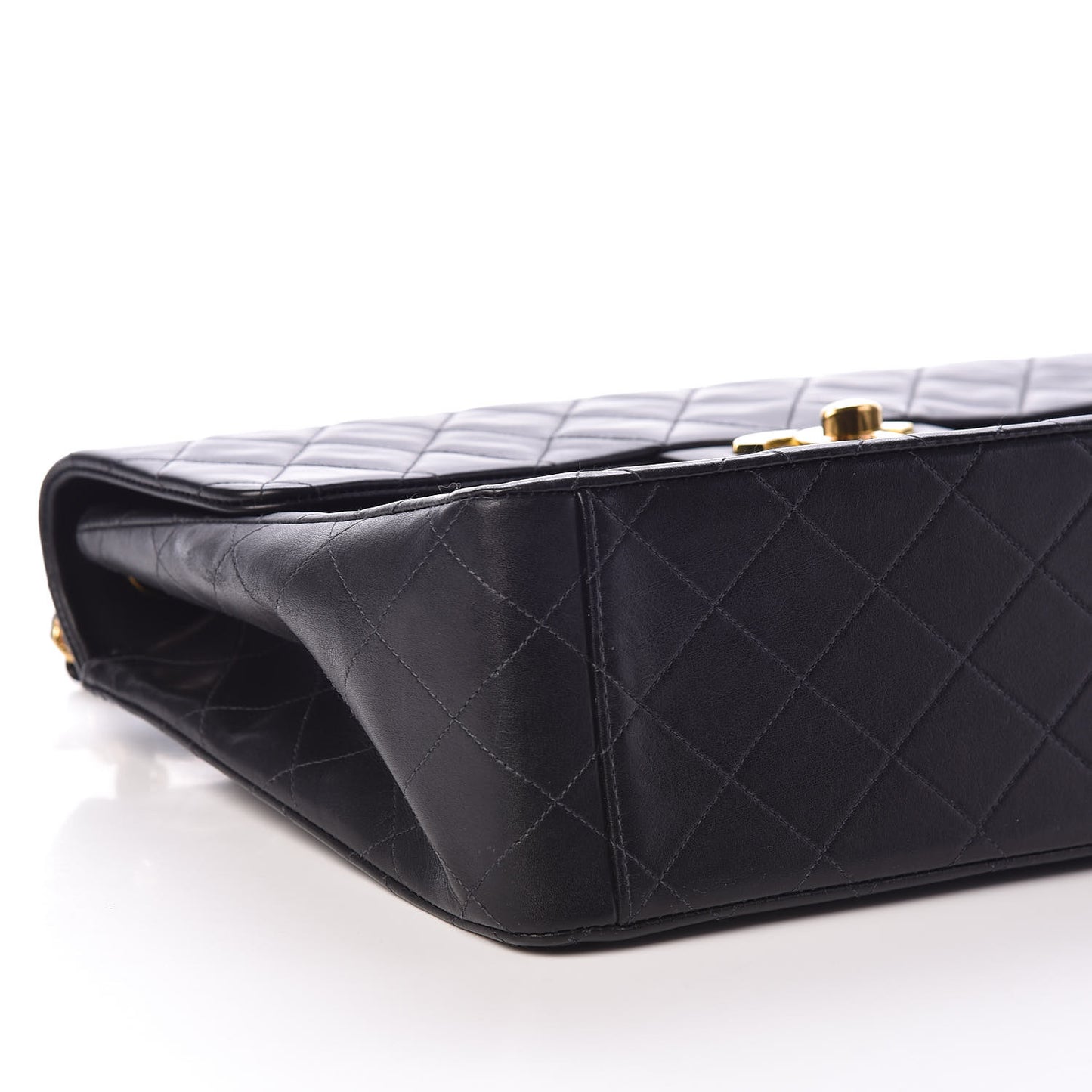 Lambskin Quilted XL Jumbo Single Flap Black