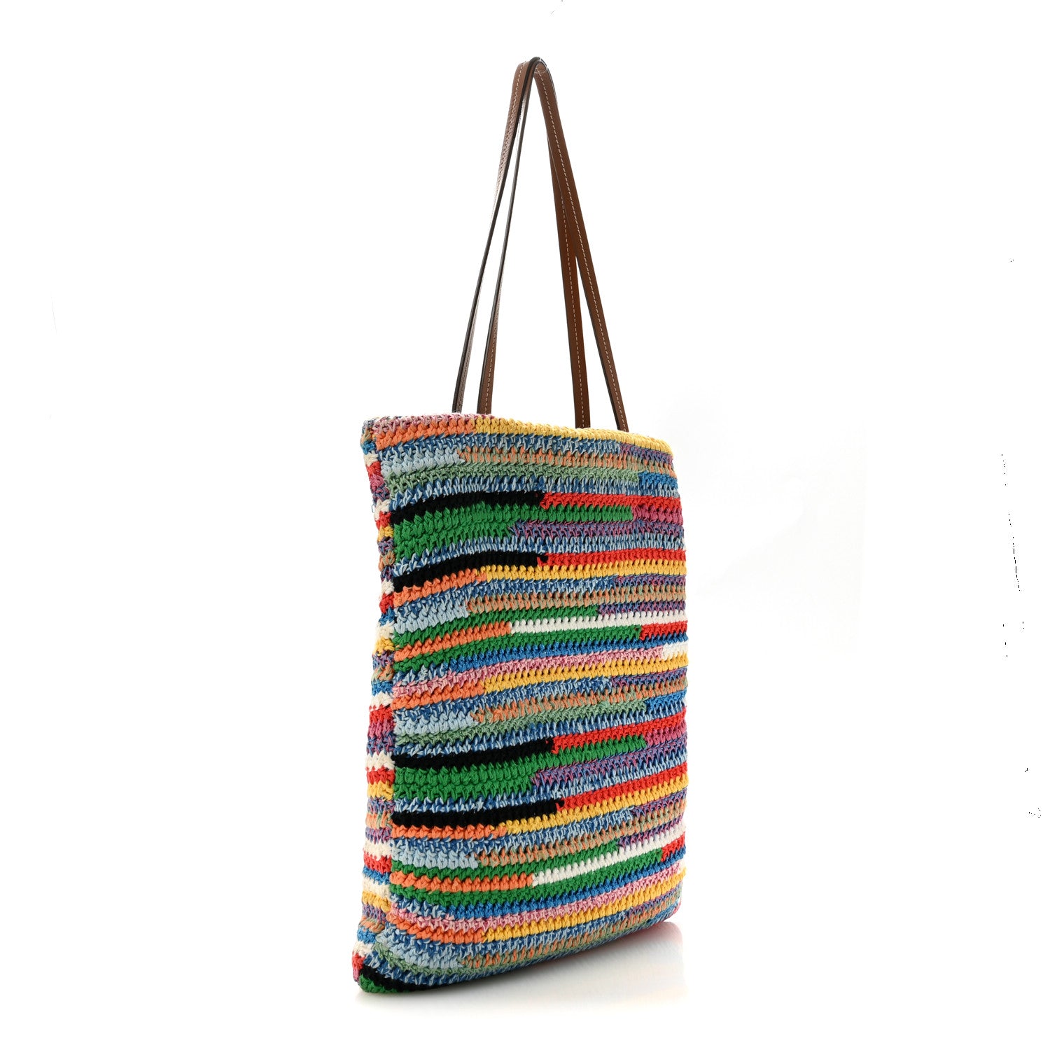 Miu Miu Cotton Crochet Stripe Vertical Tote Bag Multicolor 2 of 11