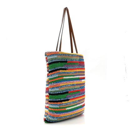 Miu Miu Cotton Crochet Stripe Vertical Tote Bag Multicolor 2 of 11