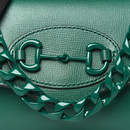 Gucci Azalea Calfskin Web Monochrome Mini Horsebit 1955 Chain Shoulder Bag Emerald 8 of 10