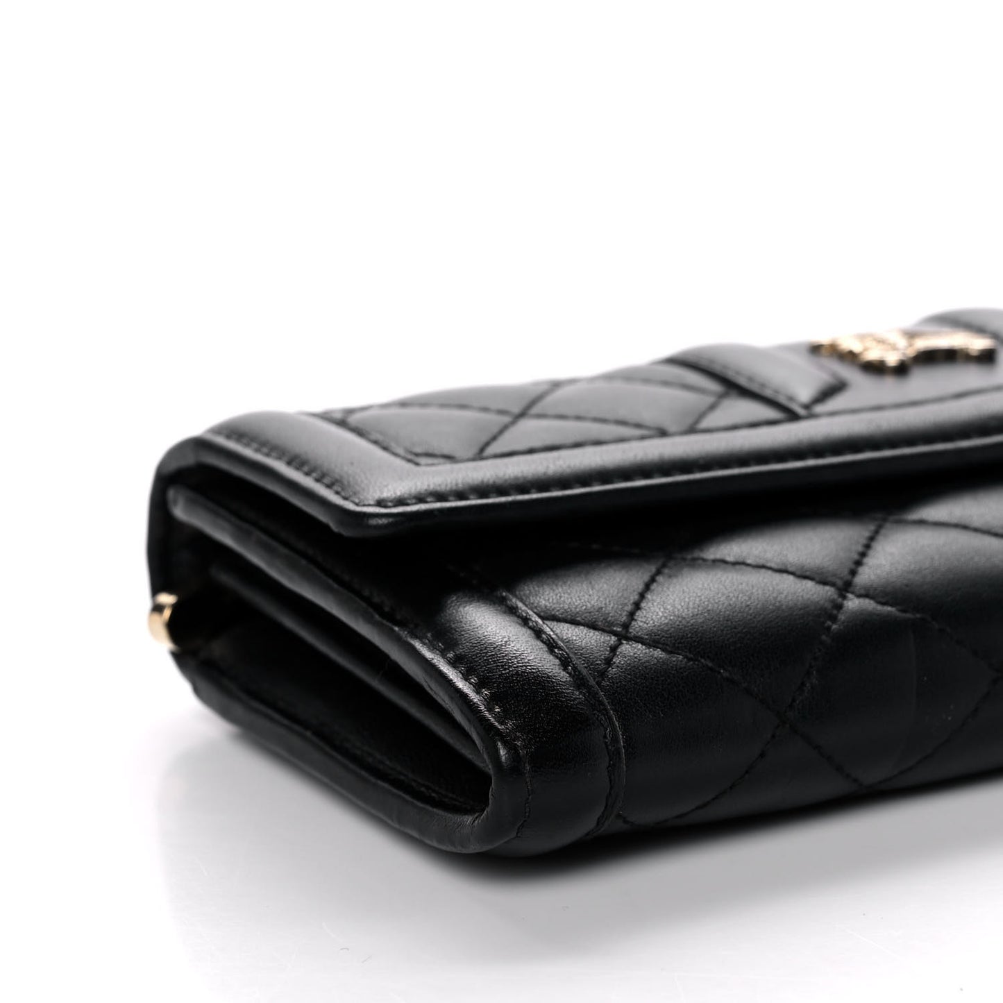Calfskin Quilted Continental Wallet Black
