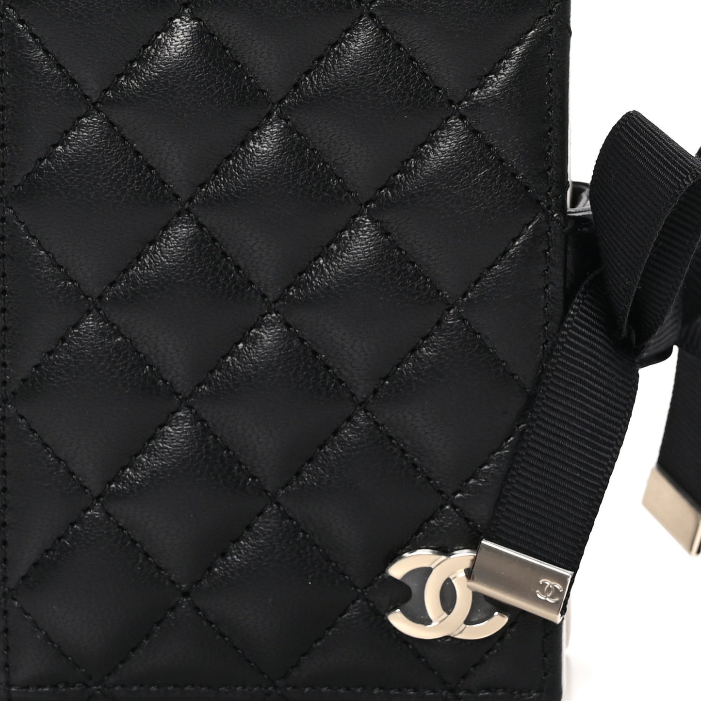 Lambskin Quilted Book Card Holder Black