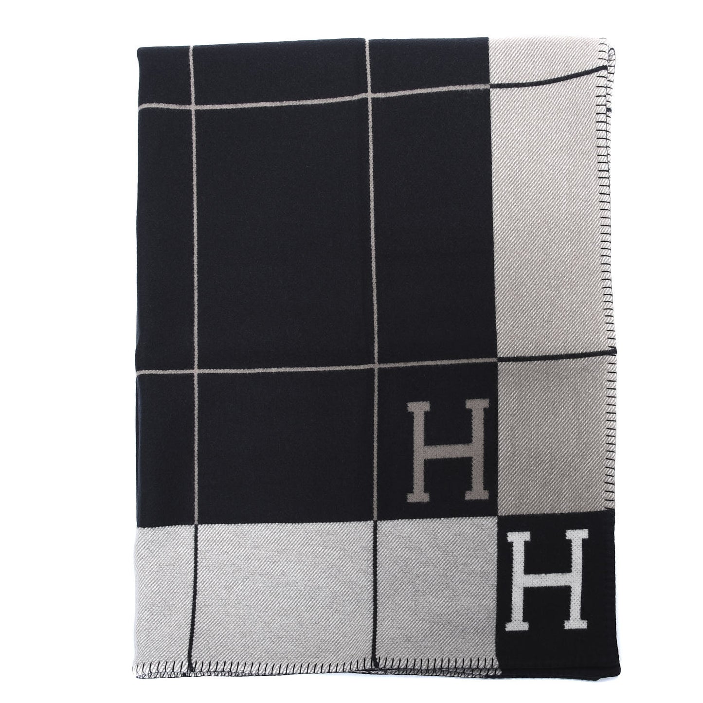 Wool Cashmere Avalon III Blanket Ecru Black