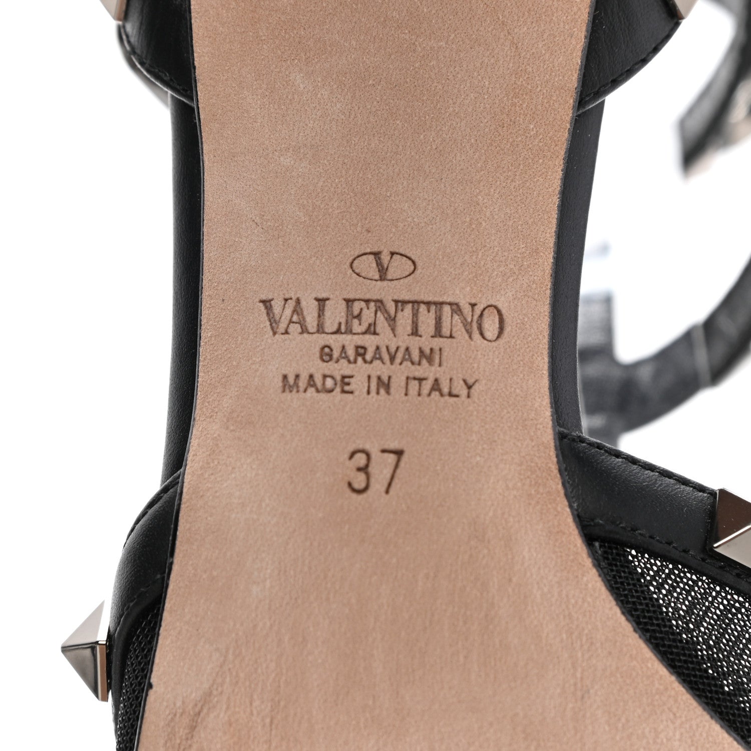 Valentino Garavani Mesh Calfskin Rockstud Ankle Strap 65mm Pumps 37 Black 6 of 7