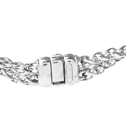 David Yurman Sterling Silver Diamond 18mm Double Wheat Chain Necklace 5 of 5