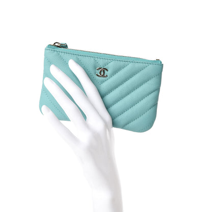 Chanel Caviar Chevron Quilted Small Cosmetic Case Green 2 of 10