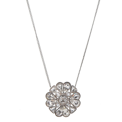 Chanel Crystal Strass CC Necklace Silver 1 of 8