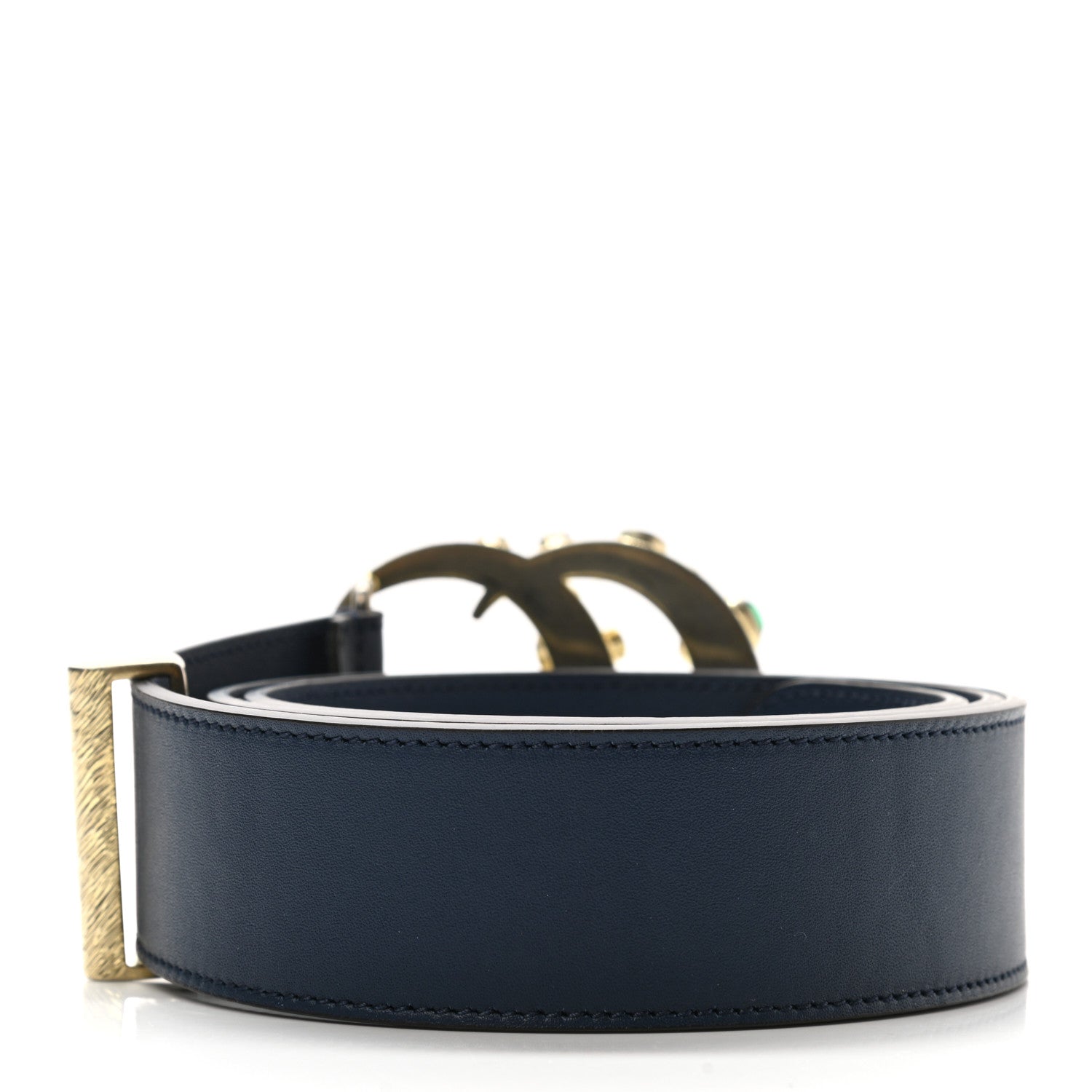 Gucci Calfskin Ceramic Glass Double G 40mm Belt 95 38 Navy Multicolor 2 of 5
