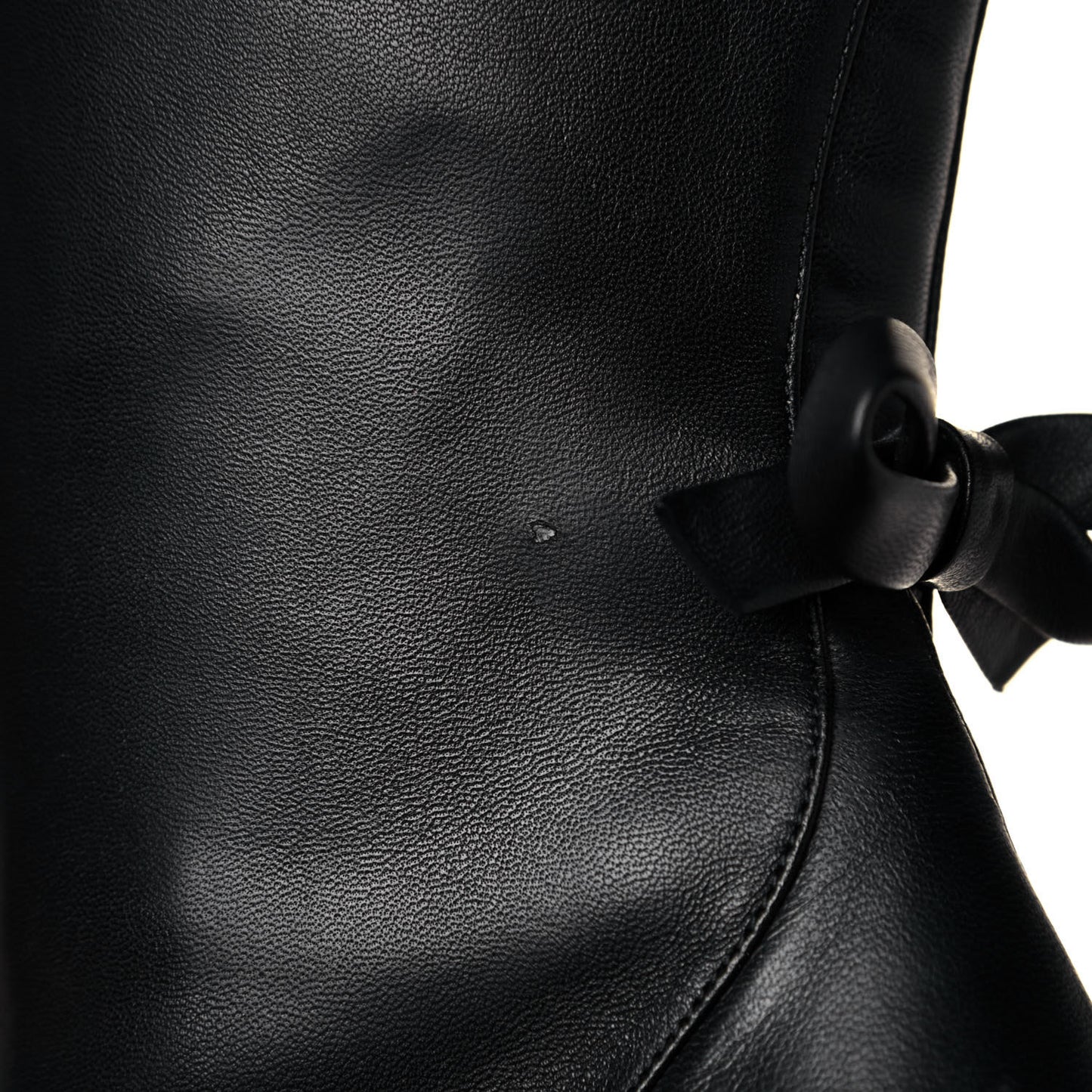 Calfskin Bow Over the Knee Boots 38 Black
