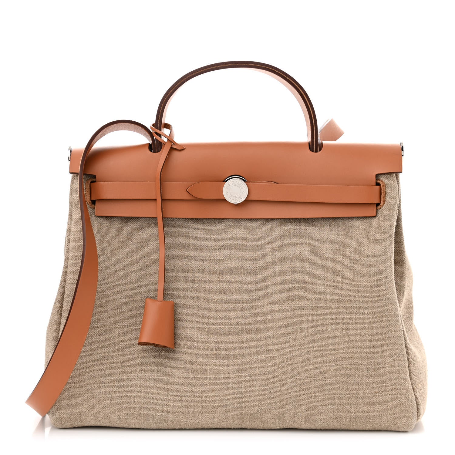 Hermes Toile De Camp Vache Hunter Herbag Zip Retourne 31 PM Ficelle Naturel 1 of 13