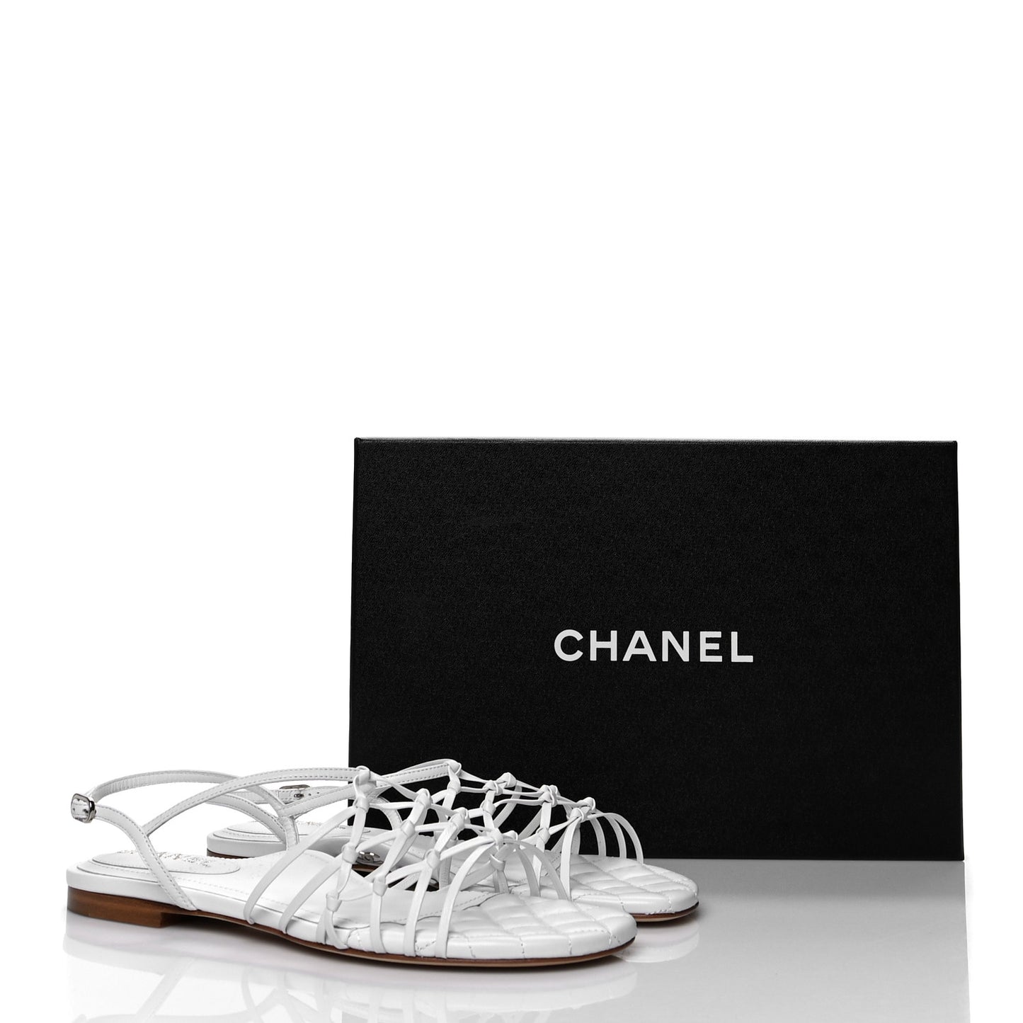 Lambskin CC Sandals 39 White
