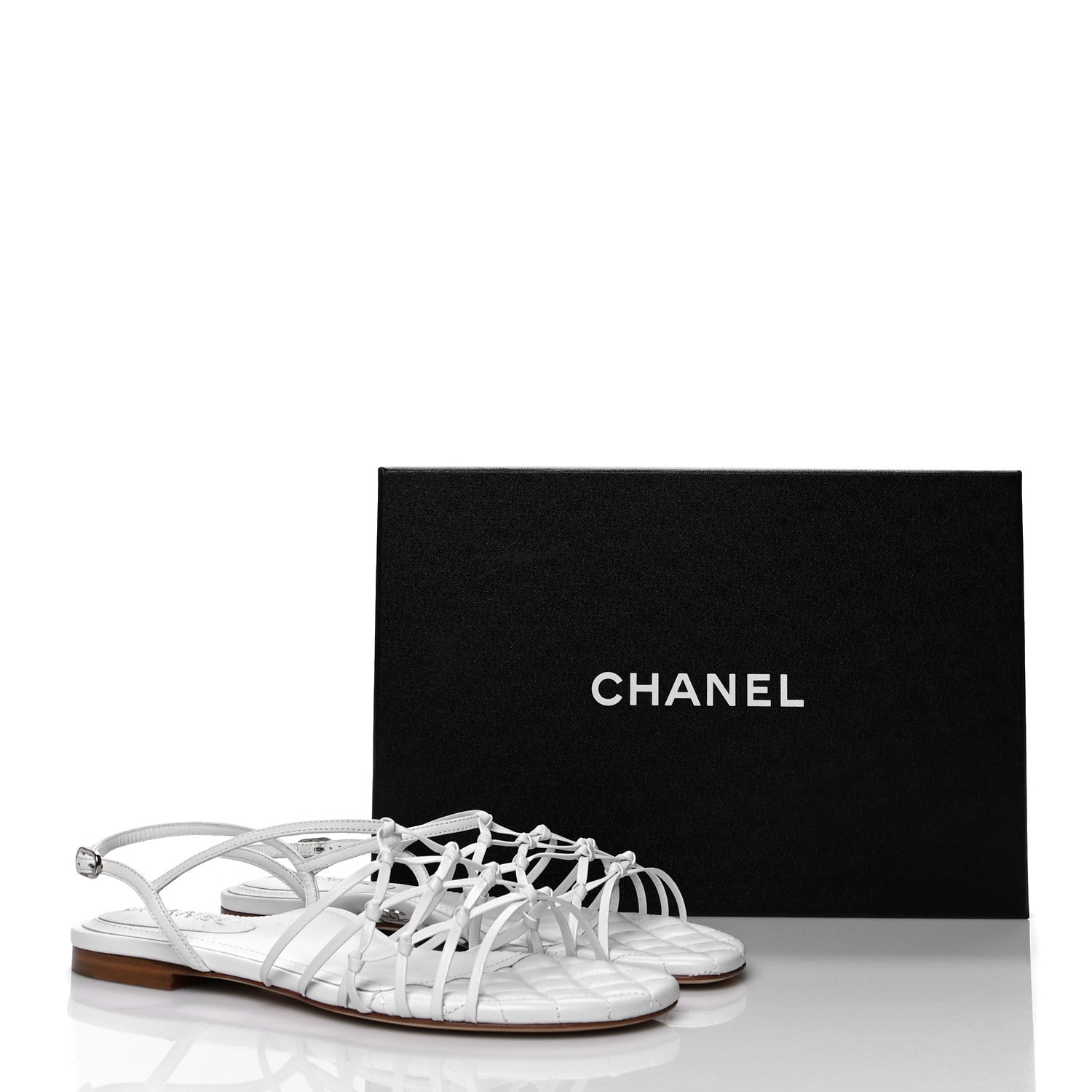 Chanel Lambskin CC Sandals 39 White 8 of 8