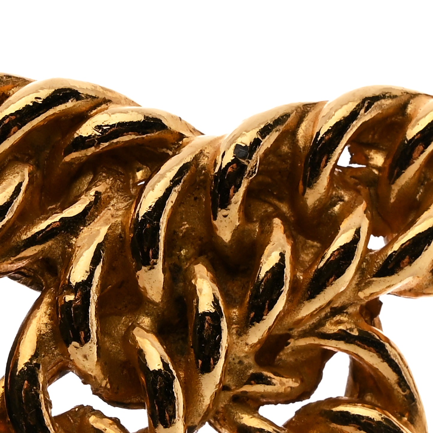 Metal Chain CC Brooch Gold