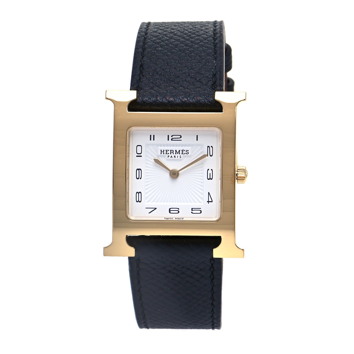 Hermes Stainless Steel Epsom 26mm Heure H Hour Quartz Watch Noir 1 of 6