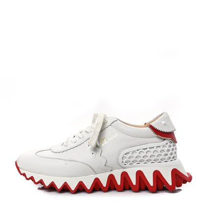 Christian Louboutin Calfskin Neoprene Womens Loubishark Sneakers 40 White 1 of 8