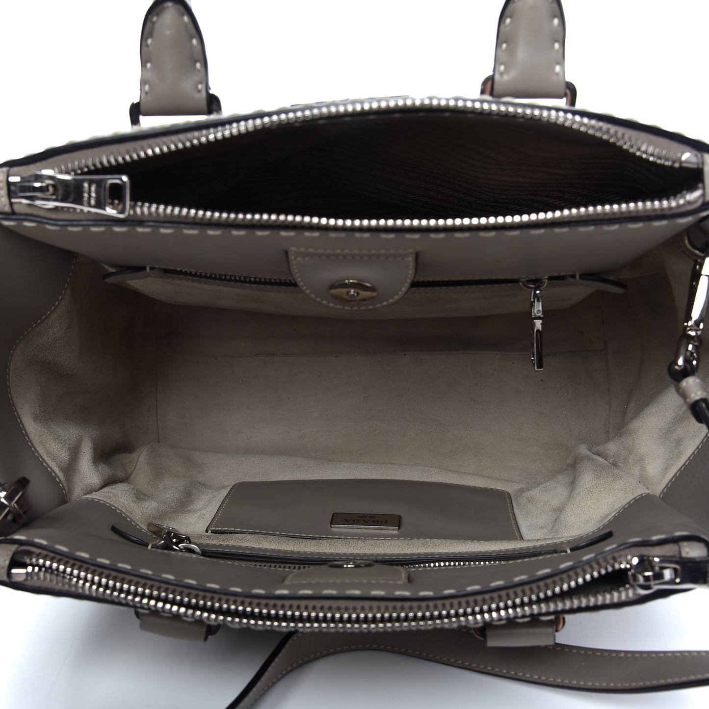 City Calf Small Hand Stitched Galleria Double Zip Tote Calce