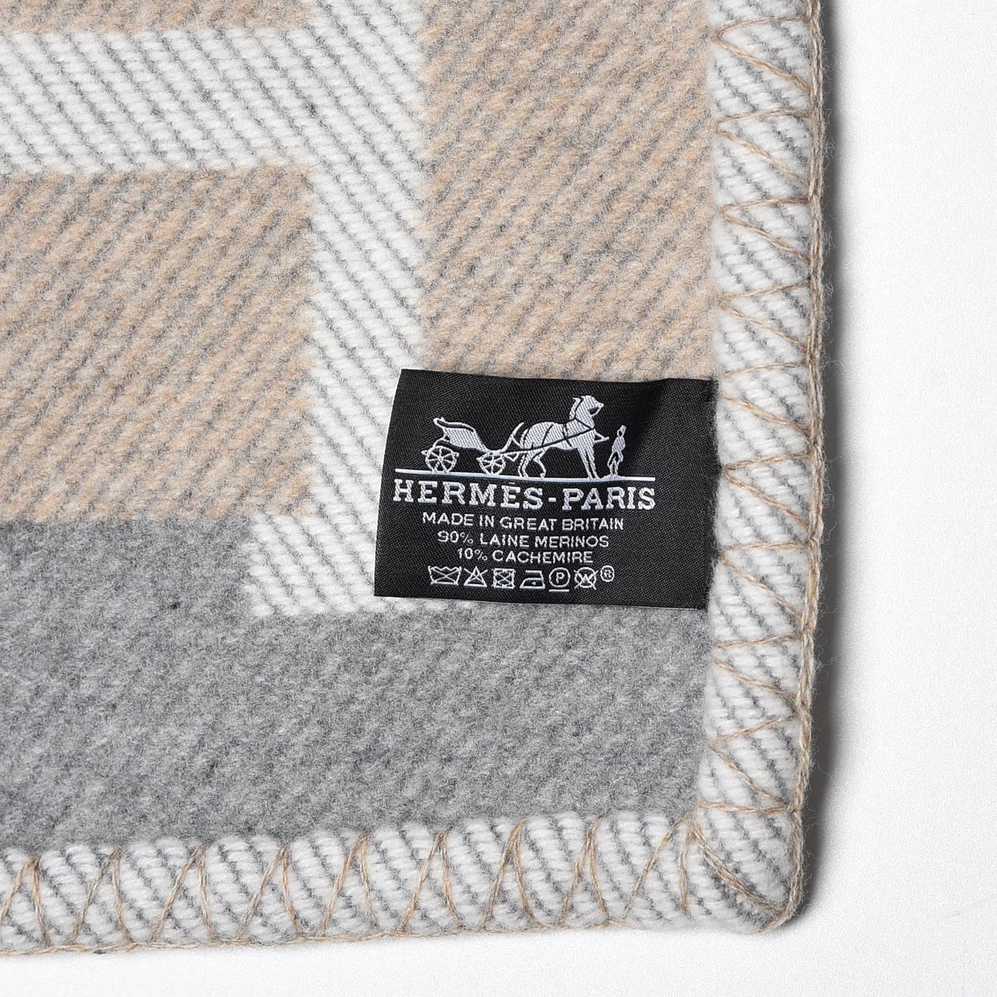 Wool Cashmere Avalon Bayadere Throw Blanket Natural