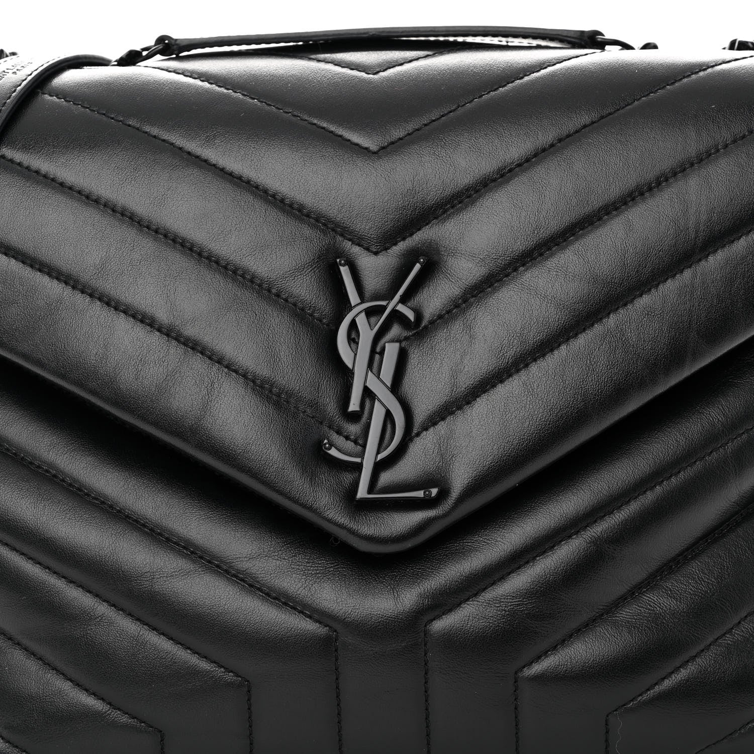 Saint Laurent Calfskin Y Quilted Monogram Monochrome Medium Loulou Chain Satchel Black 7 of 9