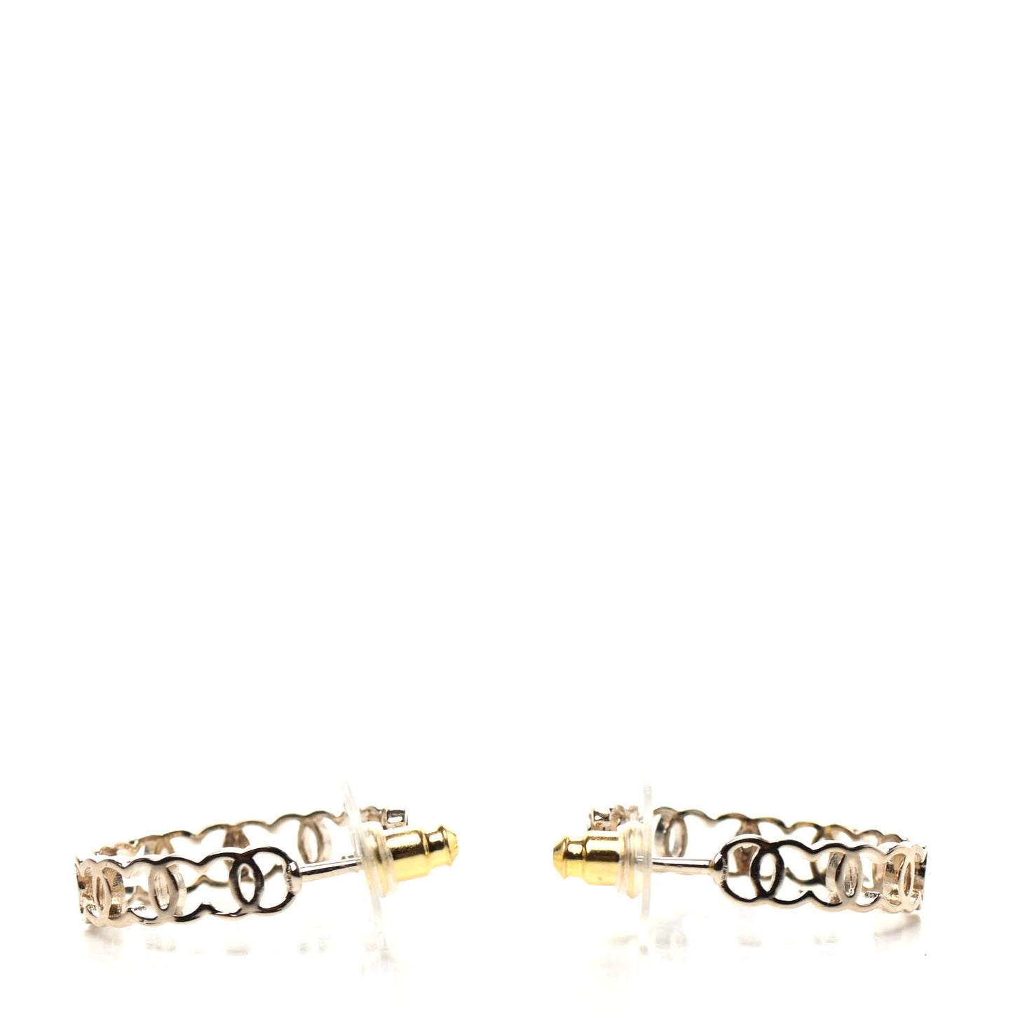 Metal CC Hoop Earrings Gold