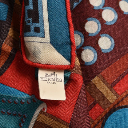 Hermes Cashmere Silk Colliers de Chiens Shawl 140 Rouge Petrole Canard 9 of 10