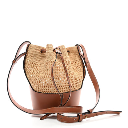 Loewe Raffia Calfskin Balloon Bucket Bag Natural Tan 3 of 9