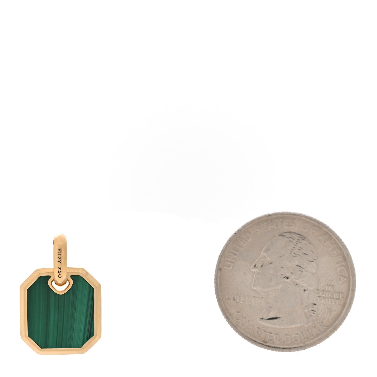 18K Yellow Gold Malachite 15mm Octagonal Amulet Pendant