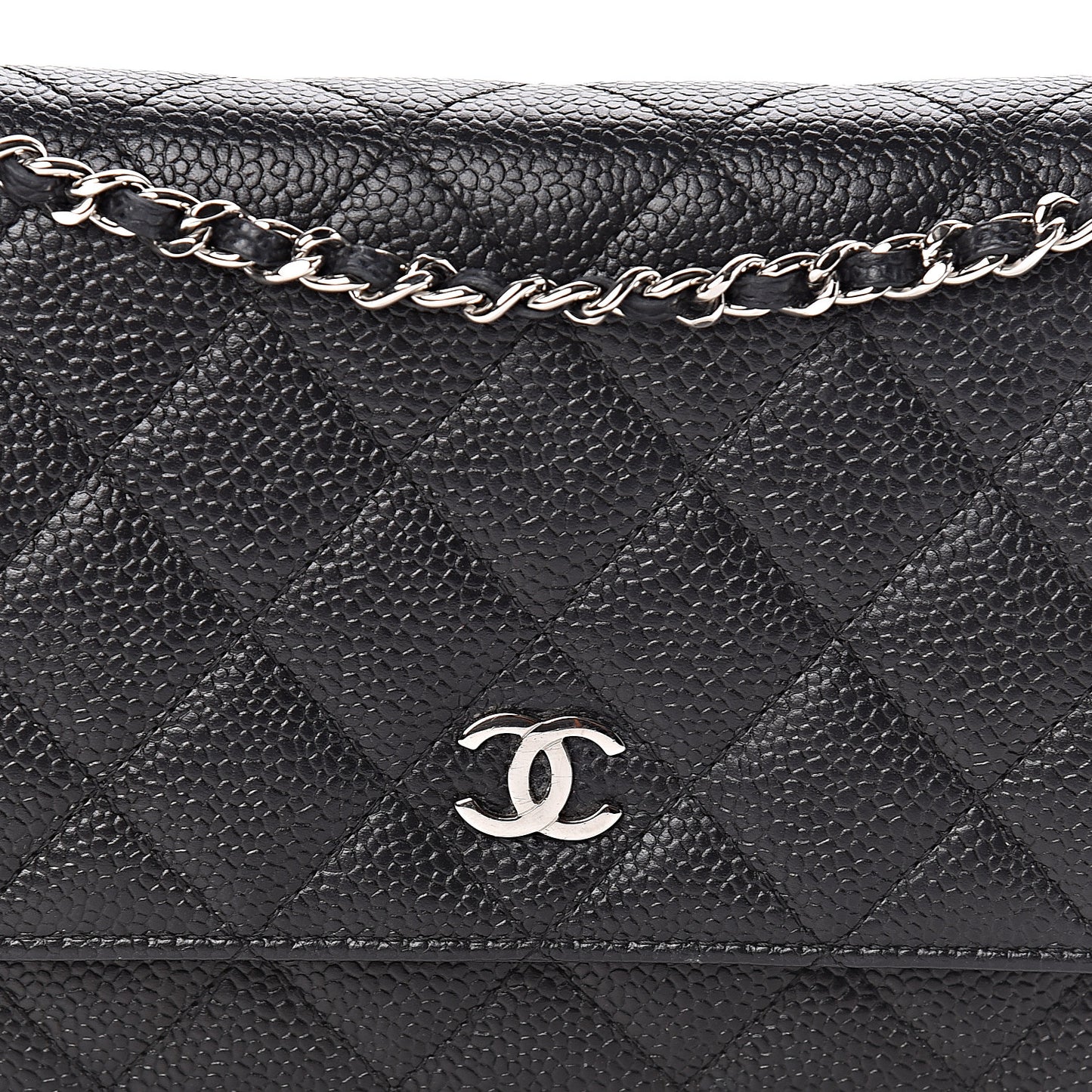 Caviar Quilted Wallet On Chain WOC Black