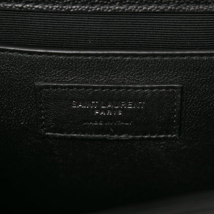 Saint Laurent Grain De Poudre Textured Mixed Matelasse Triquilt Medium Monogram Monochrome Satchel Black 8 of 11