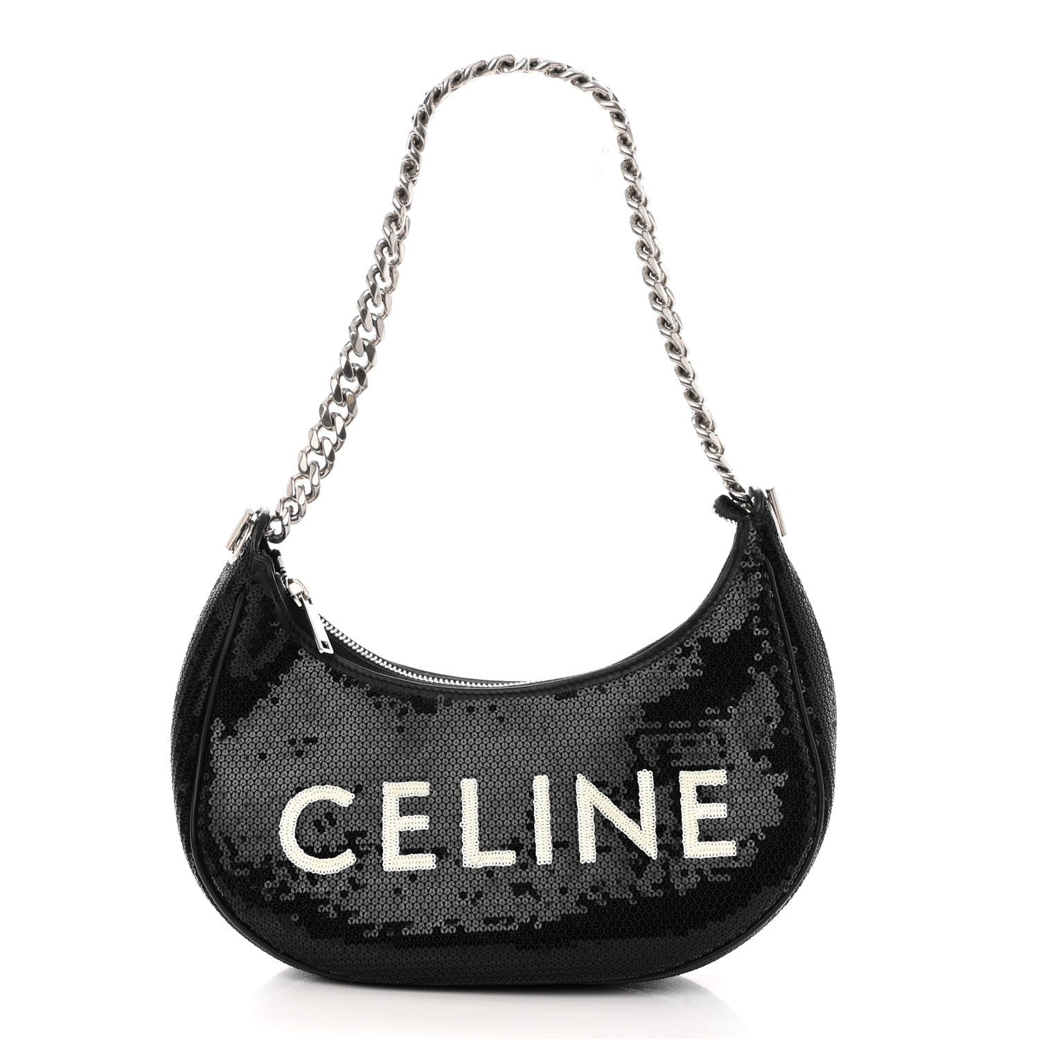 Celine Sequin Medium Chain Ava Shoulder Bag Black 1 of 9