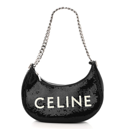 Celine Sequin Medium Chain Ava Shoulder Bag Black 1 of 9