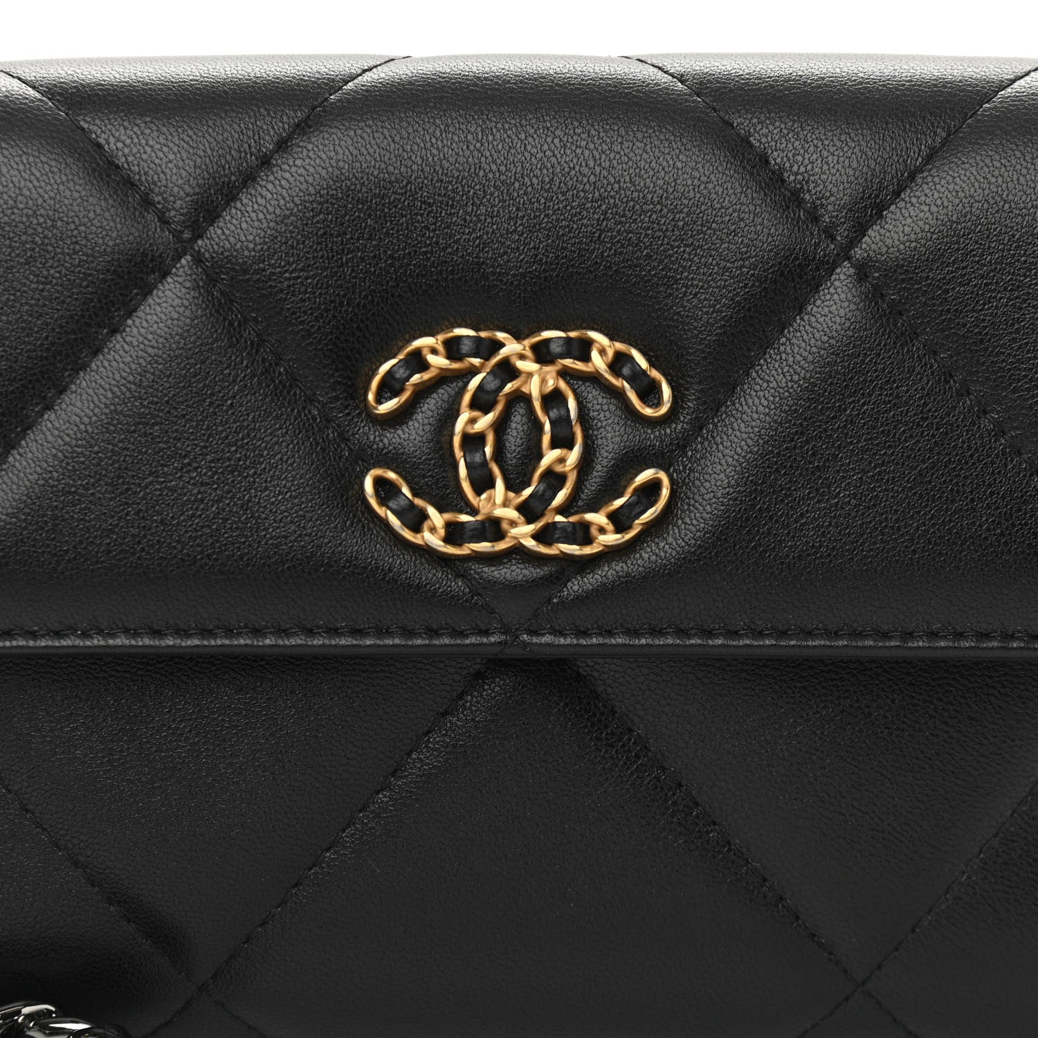 Chanel Lambskin Quilted Chanel 19 Flap Clutch Black 10 of 11