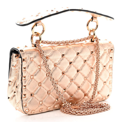 Valentino Garavani Metallic Nappa Small Rockstud Spike Shoulder Bag Rame 2 of 10