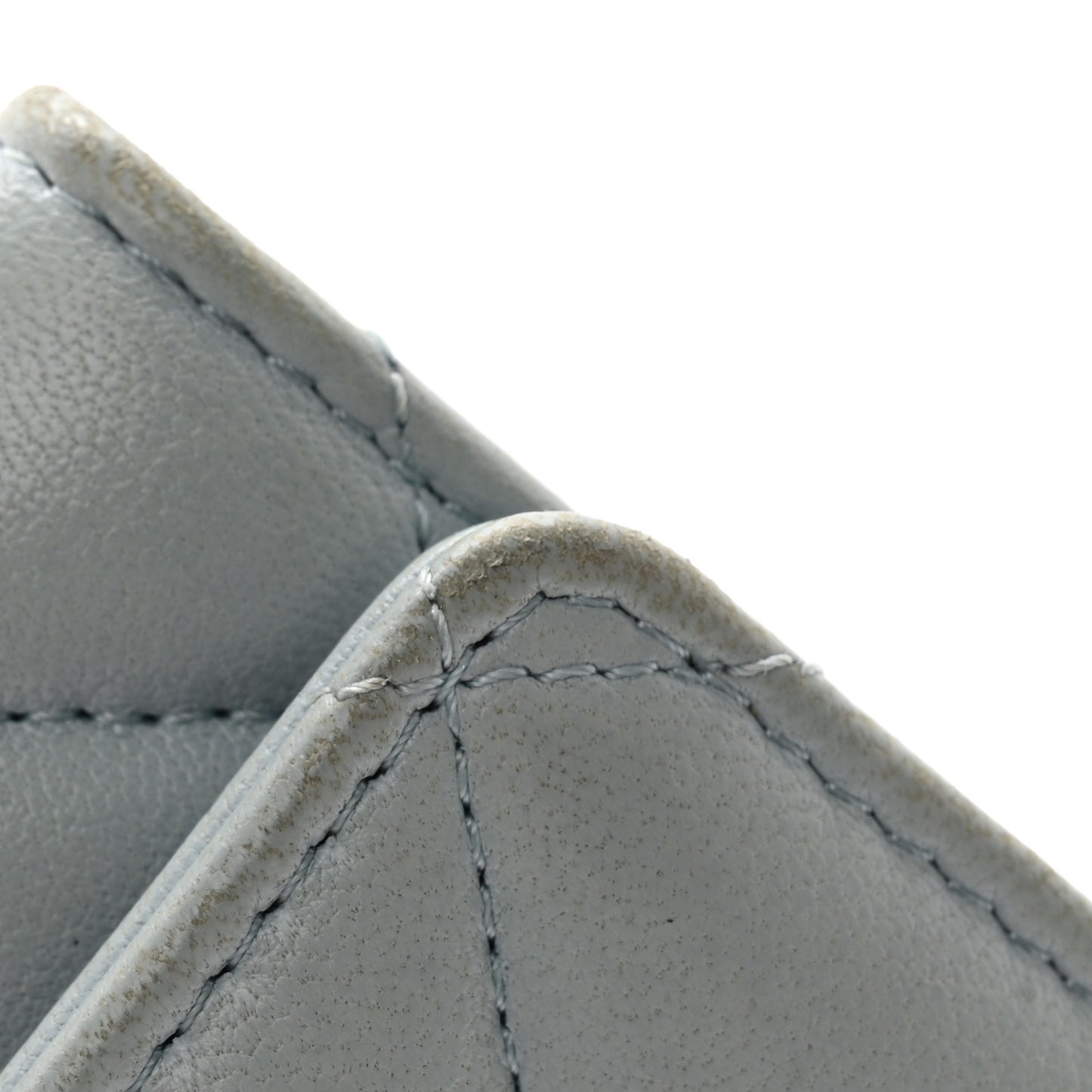 Lambskin Quilted 19 Flap Card Holder Light Blue