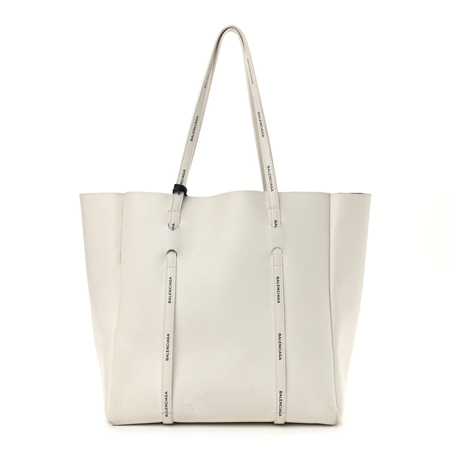Balenciaga Calfskin Logo Strap Small Everyday Tote White Black 3 of 14
