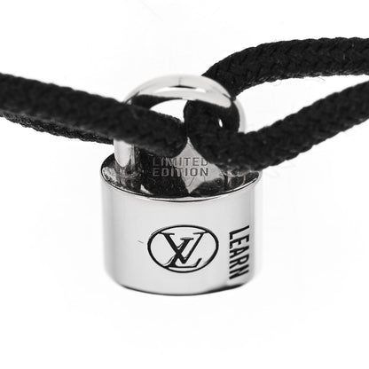 Louis Vuitton Sterling Silver Lockit Adjustable Cord Bracelet Black 4 of 5