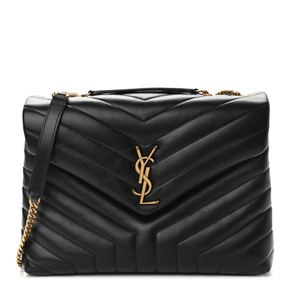 Saint Laurent Calfskin Y Quilted Monogram Medium Loulou Chain Satchel Black 1 of 11