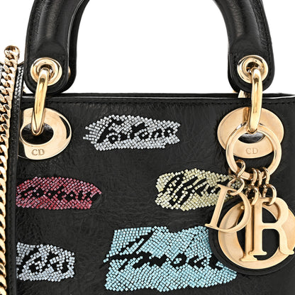 Christian Dior Calfskin Beaded Mini Lady Dior Black 7 of 11
