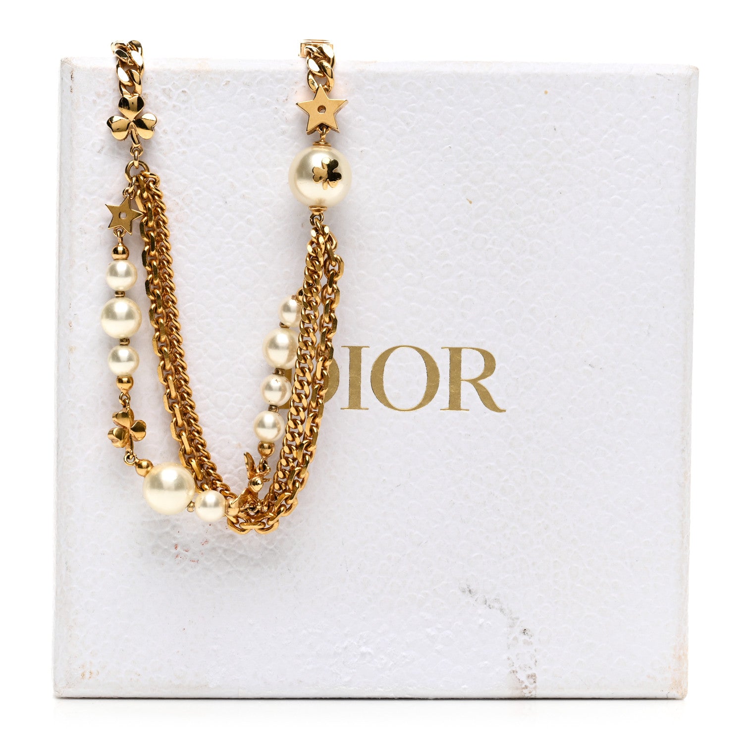 Christian Dior Pearl Charms Necklace Gold 6 of 6