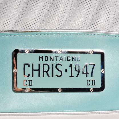 Christian Dior Leather Perforated Trailer Trash Handbag Blue White 4 of 9