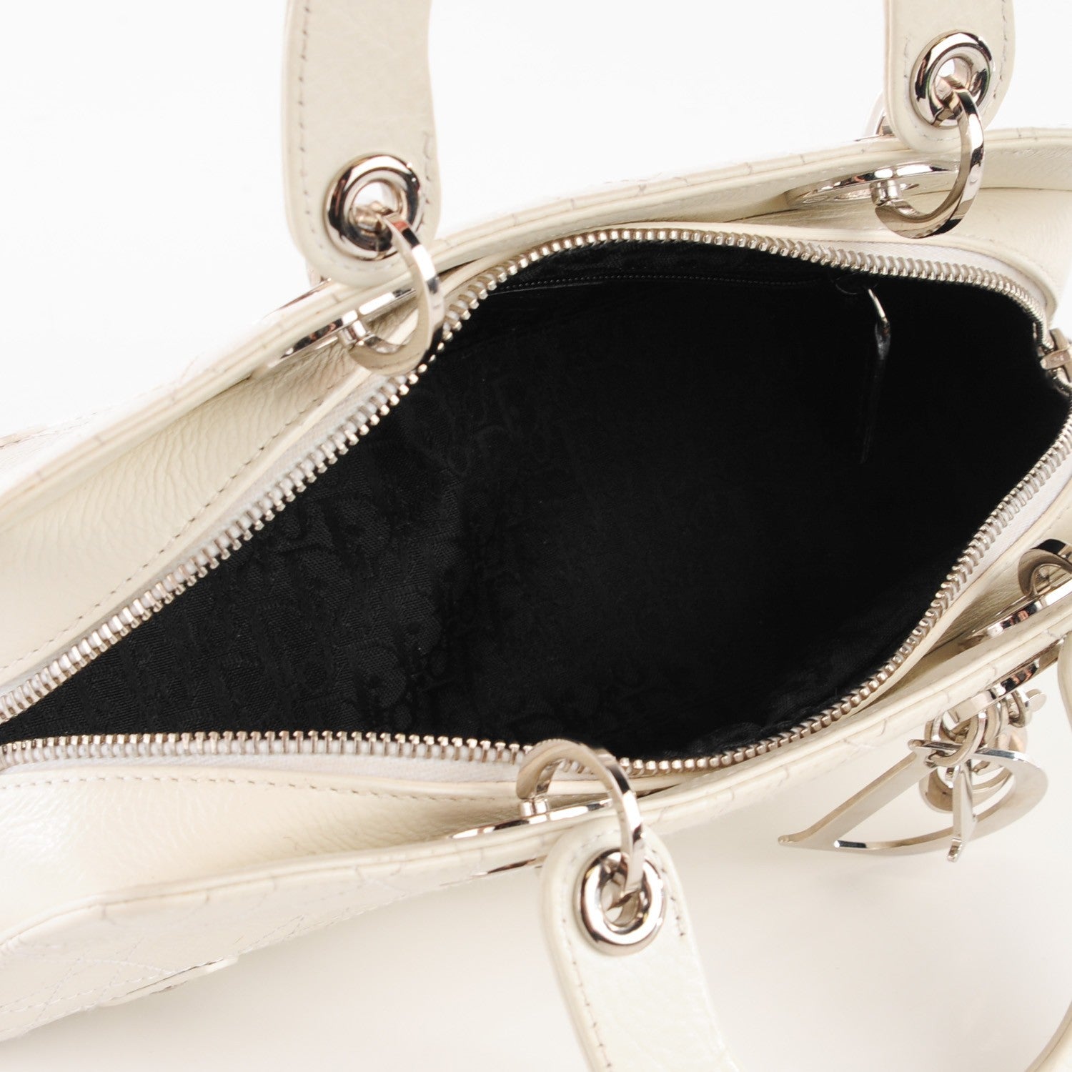 Christian Dior Calfskin Cannage Stitched Small Lady East West Lady Dior White 5 of 8