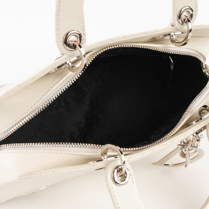 Christian Dior Calfskin Cannage Stitched Small Lady East West Lady Dior White 5 of 8
