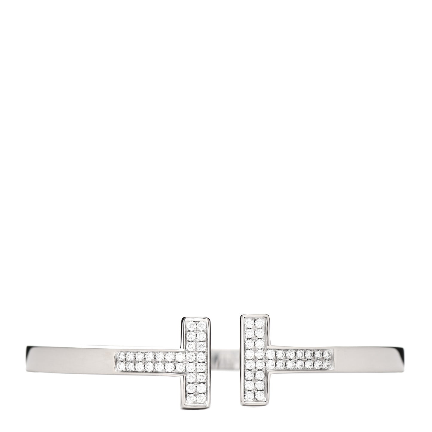 18K White Gold Diamond T Square Pave Bracelet