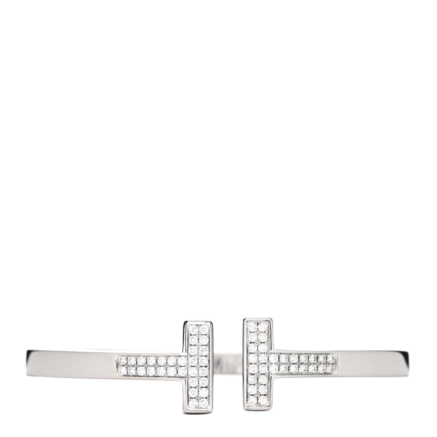 Tiffany 18K White Gold Diamond T Square Pave Bracelet 1 of 4